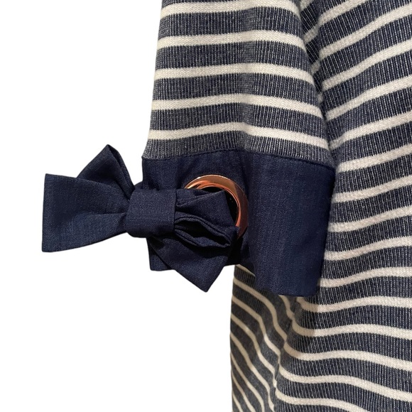 Ivanka Trump navy white nautical short sleeve preppy striped pullover top medium - Picture 6 of 11